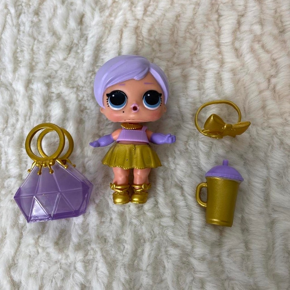 L.O.L. Surprise Doll with Purple Hair Gold Skirt & Accessories Mini Toy Play Fun